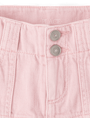 Jupe-short plissée en denim teint pour fille
