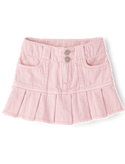 Girls Garment Dyed Denim Pleated Skort