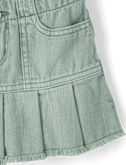 Girls Garment Dyed Denim Pleated Skort