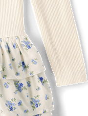 Robe fleurie à volants et taille basse pour fille