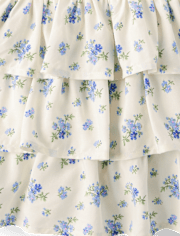 Robe fleurie à volants et taille basse pour fille