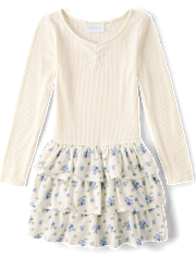 Robe fleurie à volants et taille basse pour fille