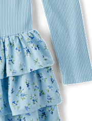 Robe fleurie à volants et taille basse pour fille