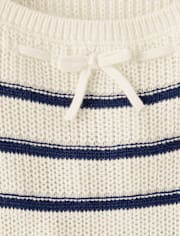 Girls Striped Bow Sweater Dress