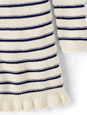 Girls Striped Bow Sweater Dress