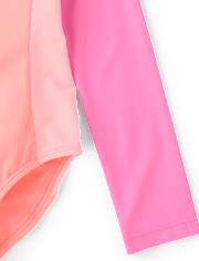 Girls Colorblock Half Zip Rashguard One Piece Swimsuit