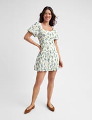 Womens Mommy And Me Floral Textured Mini Bubble Dress