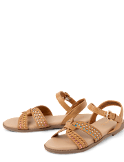 Girls Perforated Star Sandals