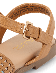 Girls Perforated Star Sandals