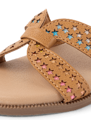 Girls Perforated Star Sandals
