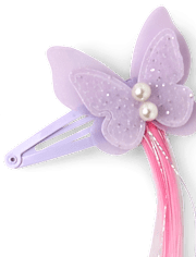 Girls Butterfly Rainbow Faux Hair Extension Hair Clip 4-Pack