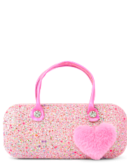 Étui à lunettes de soleil à paillettes en forme de cœur pour filles