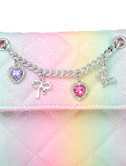 Girls Rainbow Glitter Charm Bag