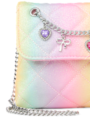 Girls Rainbow Glitter Charm Bag