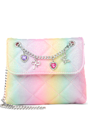 Girls Rainbow Glitter Charm Bag