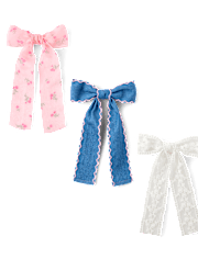 Girls Floral Bow Hair Clip 3-Pack