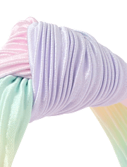 Girls Rainbow Pleated Satin Top Knot Headband