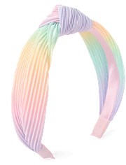 Girls Rainbow Pleated Satin Top Knot Headband