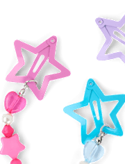 Girls Star Beaded Charm Hair Clip 3-Pack