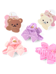 Girls Bear Bow Claw Clip 5-Pack
