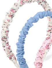 Girls Floral Ruched Headband 3-Pack