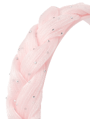 Girls Puffy Braided Rhinestone Headband