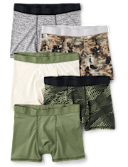 Boys Camo Performance Boxer Brief Underwear 5-Pack