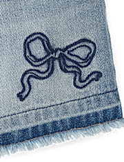 Girls Hello KittyÂ® Embroidered Frayed Denim Midi Shorts