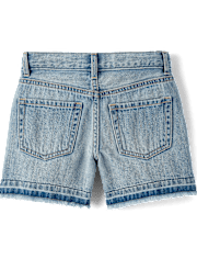 Girls Hello KittyÂ® Embroidered Frayed Denim Midi Shorts