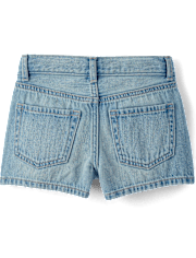 Girls Hello KittyÂ® Rhinestone Denim Shortie Shorts