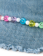 Girls Beaded Denim Bucket Hat