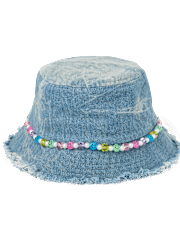 Girls Beaded Denim Bucket Hat