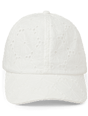 Girls Bow Back Embroidered Eyelet Baseball Hat
