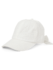 Girls Bow Back Embroidered Eyelet Baseball Hat