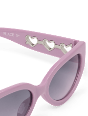 Lunettes de soleil œil de chat perforées en forme de cœur pour filles