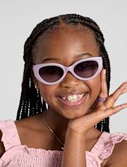 Girls Perforated Heart Cat Eye Sunglasses