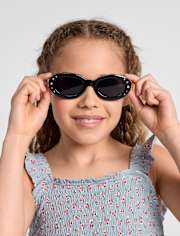 Girls Rhinestone Oval Sunglasses