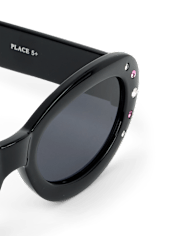 Girls Rhinestone Oval Sunglasses