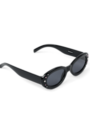 Girls Rhinestone Oval Sunglasses