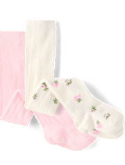 Toddler Girls Floral Pointelle Tights 2-Pack