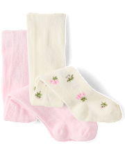 Baby Girls Floral Pointelle Tights 2-Pack