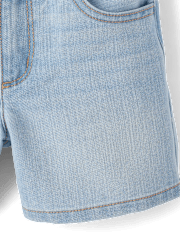 Girls Embroidered Floral Relaxed Denim Midi Shorts