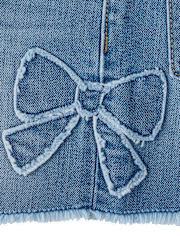 Girls Applique Bow Midi Jean Shorts