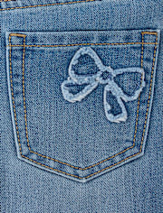 Girls Applique Bow Midi Jean Shorts