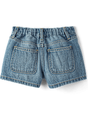 Girls Patch Pocket Relaxed Denim Shortie Shorts