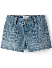 Shorty en jean décontracté à poches plaquées pour filles