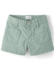Girls Patch Pocket Relaxed Shortie Shorts