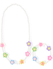 Girls Floral Beaded 2-Piece Jewelry Set