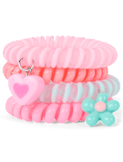 Girls Flower Coil Bracelet 4-Pack