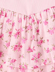 Girls Floral Tiered V-Waist Dress